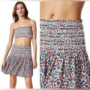 Tory Burch Costa Wildflower 3pc Bikini & Skirt Set M Smocked